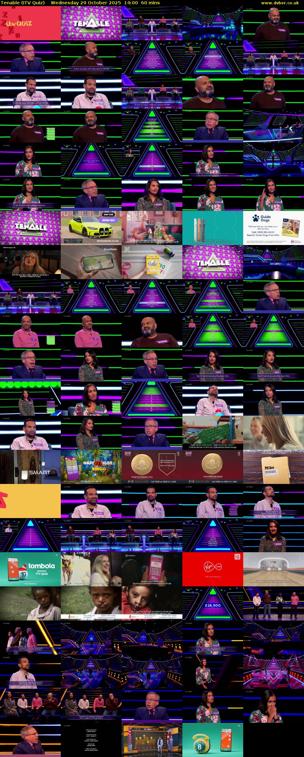 Tenable (ITV Quiz) Wednesday 29 October 2025 14:00 - 15:00