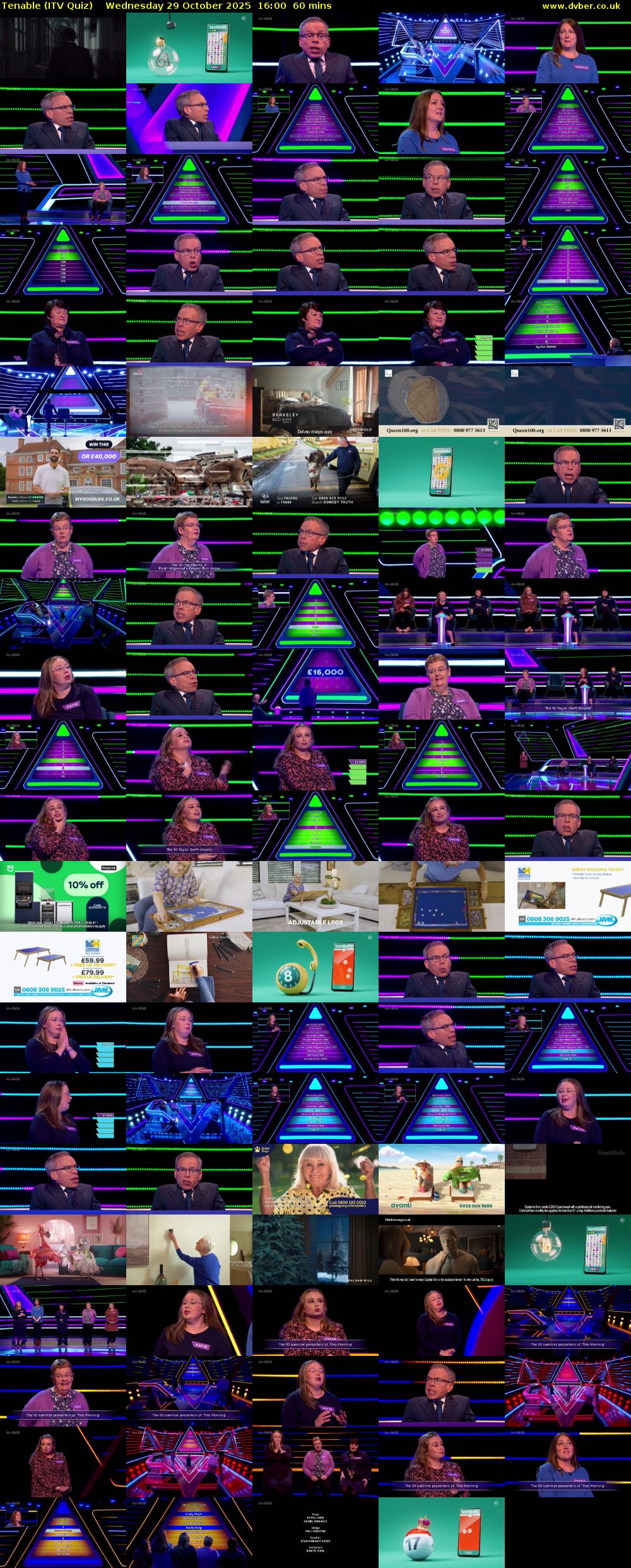 Tenable (ITV Quiz) Wednesday 29 October 2025 16:00 - 17:00