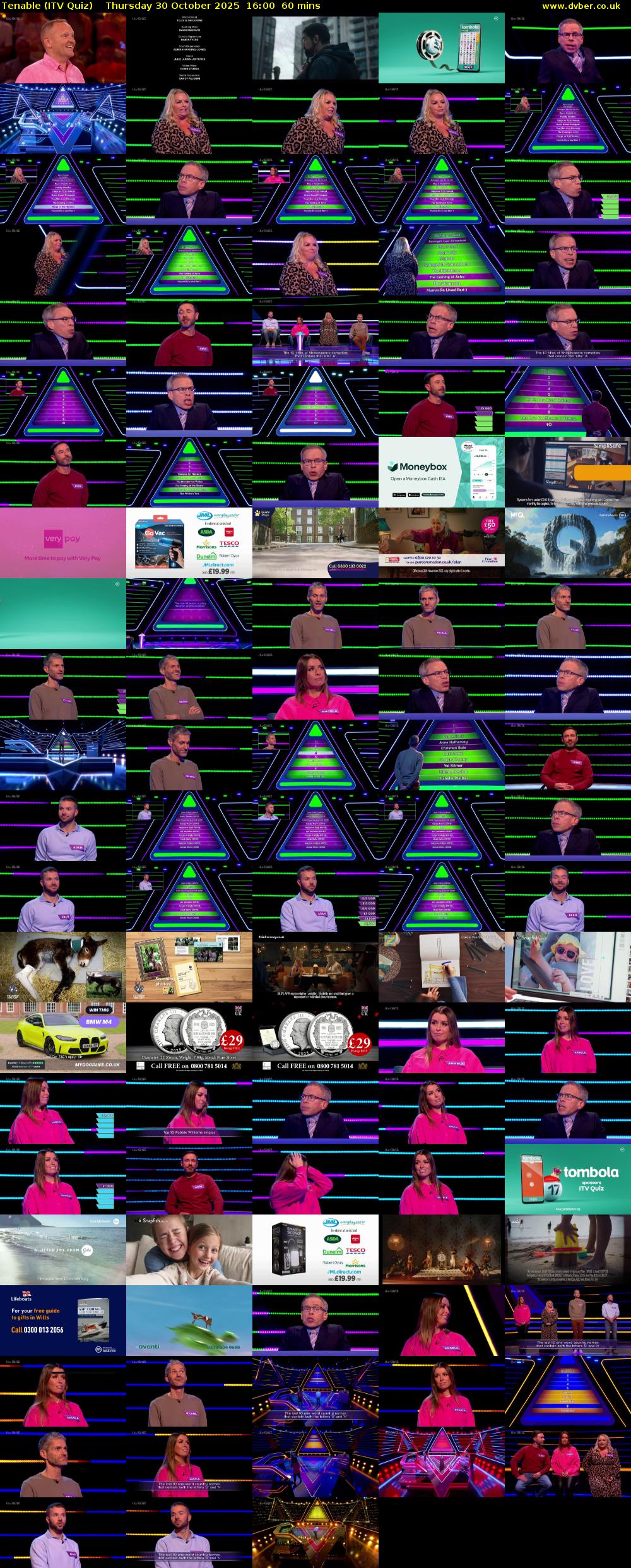 Tenable (ITV Quiz) Thursday 30 October 2025 16:00 - 17:00