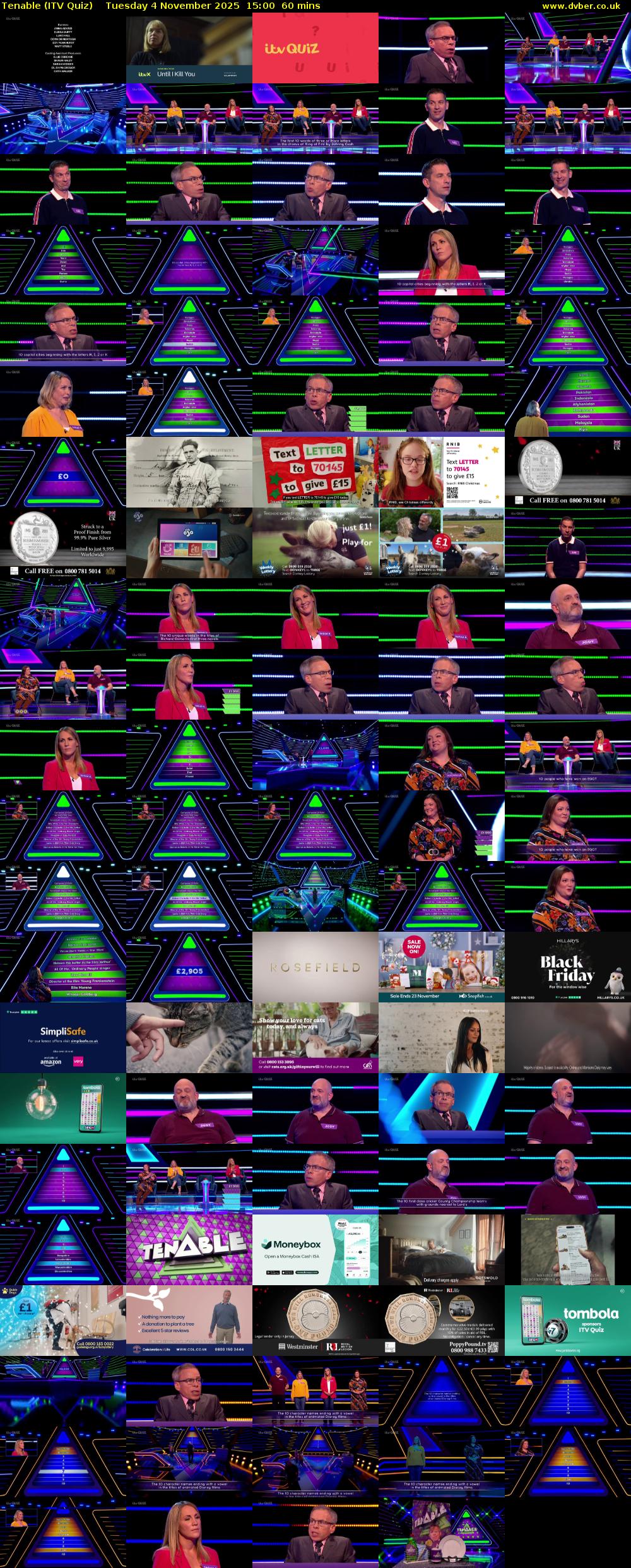 Tenable (ITV Quiz) Tuesday 4 November 2025 15:00 - 16:00