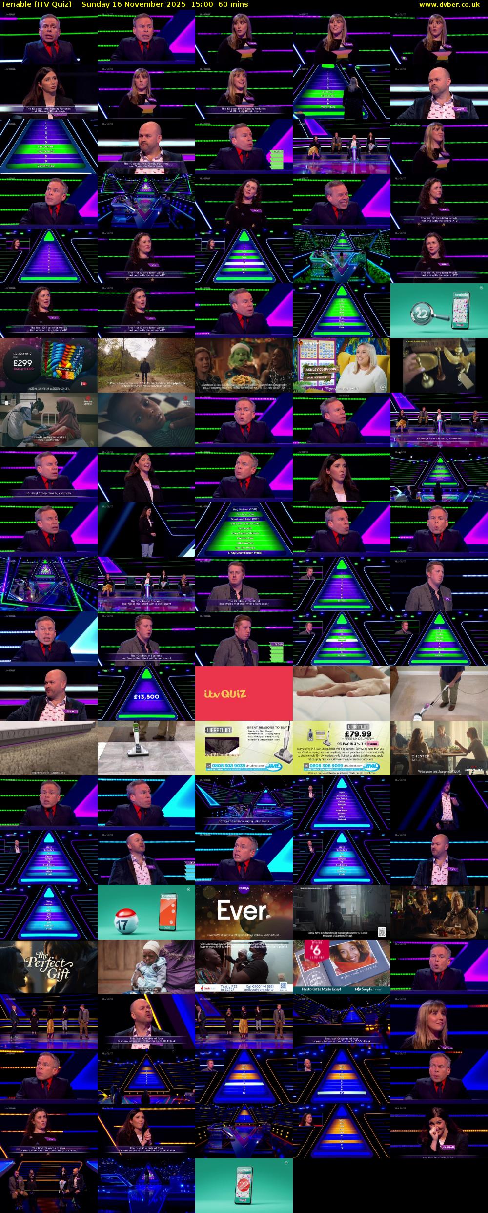 Tenable (ITV Quiz) Sunday 16 November 2025 15:00 - 16:00