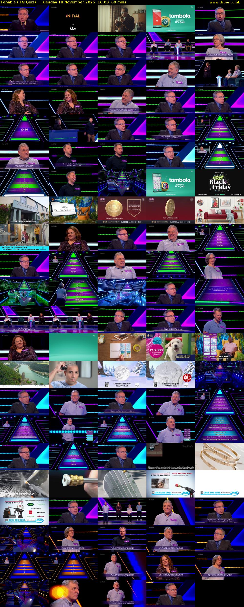 Tenable (ITV Quiz) Tuesday 18 November 2025 16:00 - 17:00