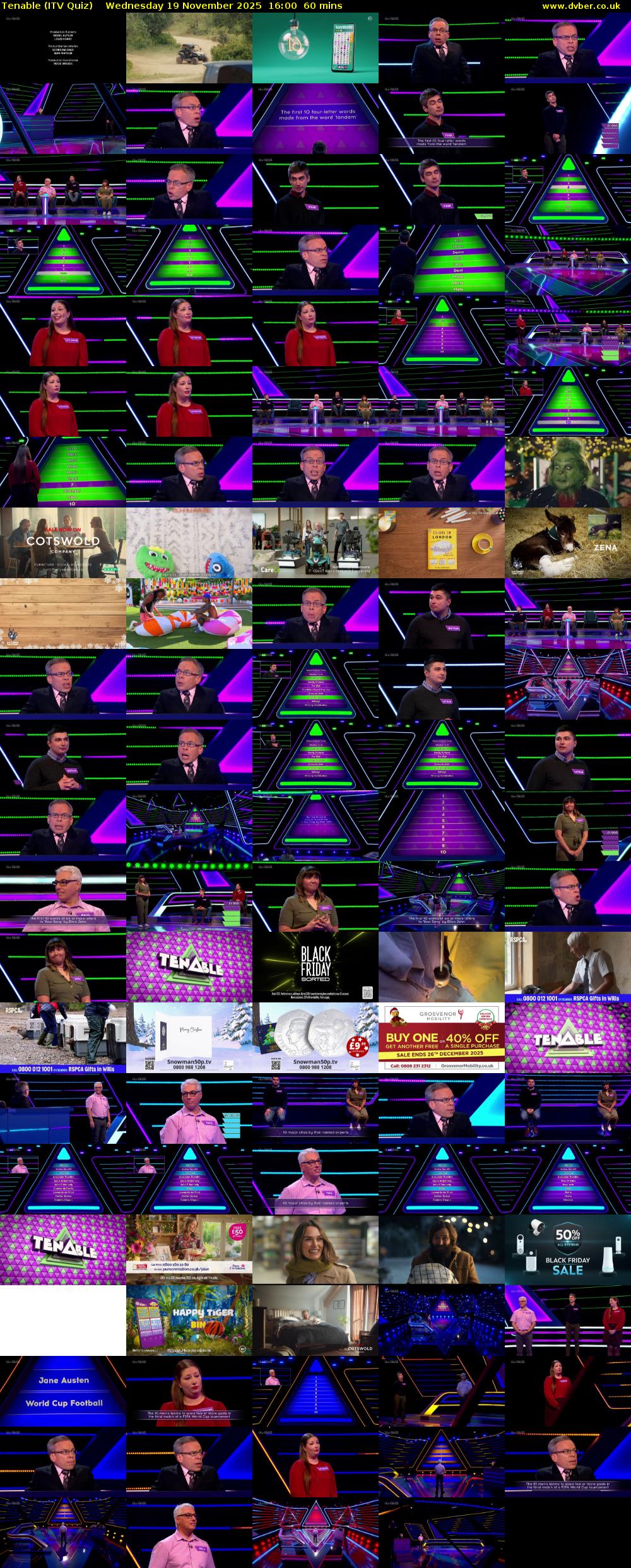 Tenable (ITV Quiz) Wednesday 19 November 2025 16:00 - 17:00