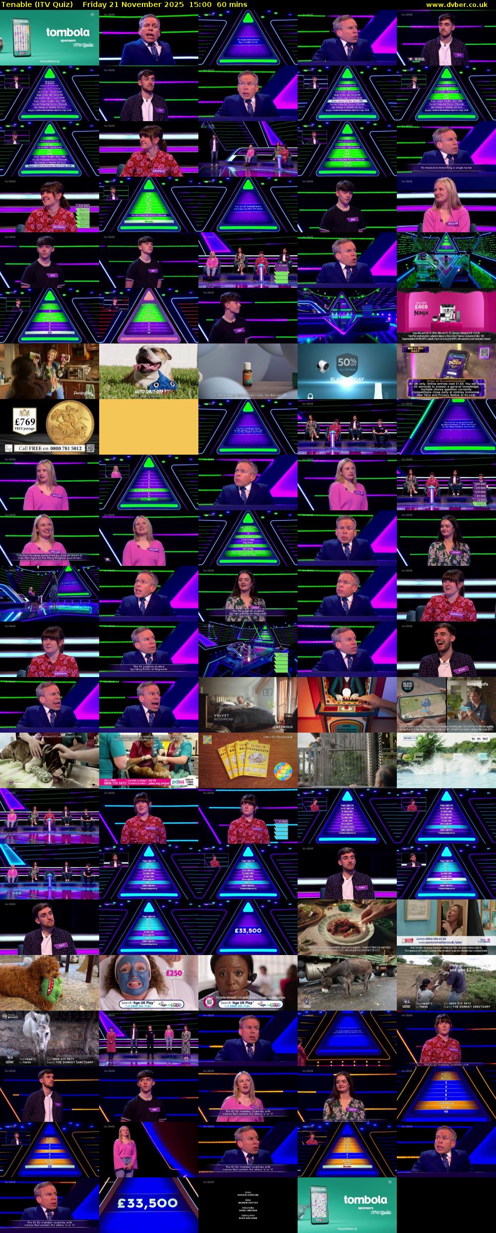 Tenable (ITV Quiz) Friday 21 November 2025 15:00 - 16:00
