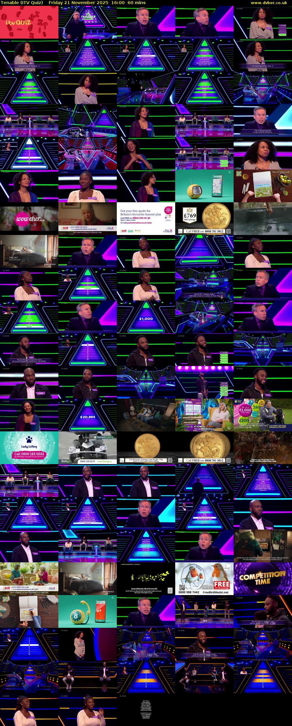 Tenable (ITV Quiz) Friday 21 November 2025 16:00 - 17:00