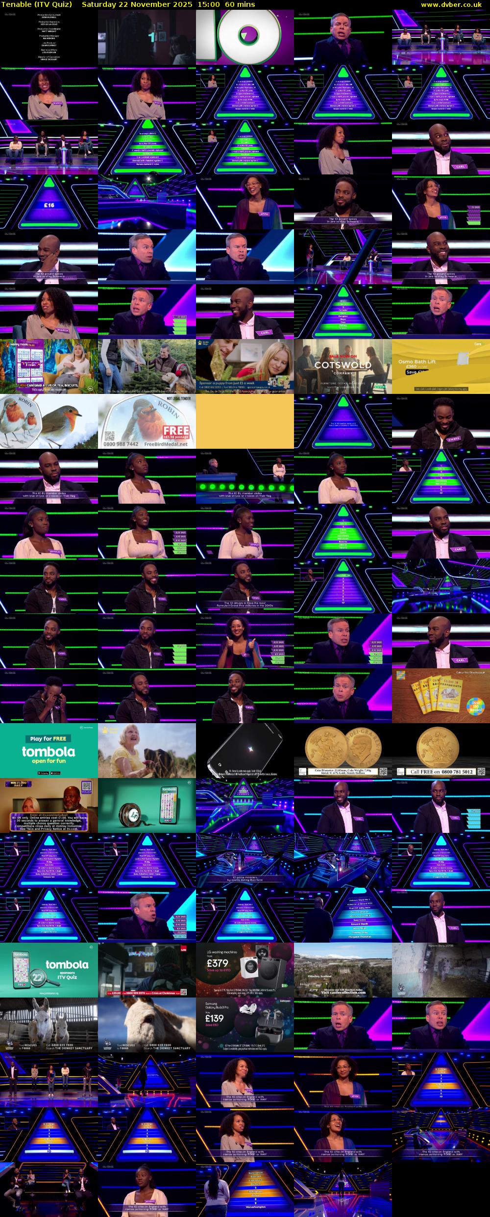 Tenable (ITV Quiz) Saturday 22 November 2025 15:00 - 16:00