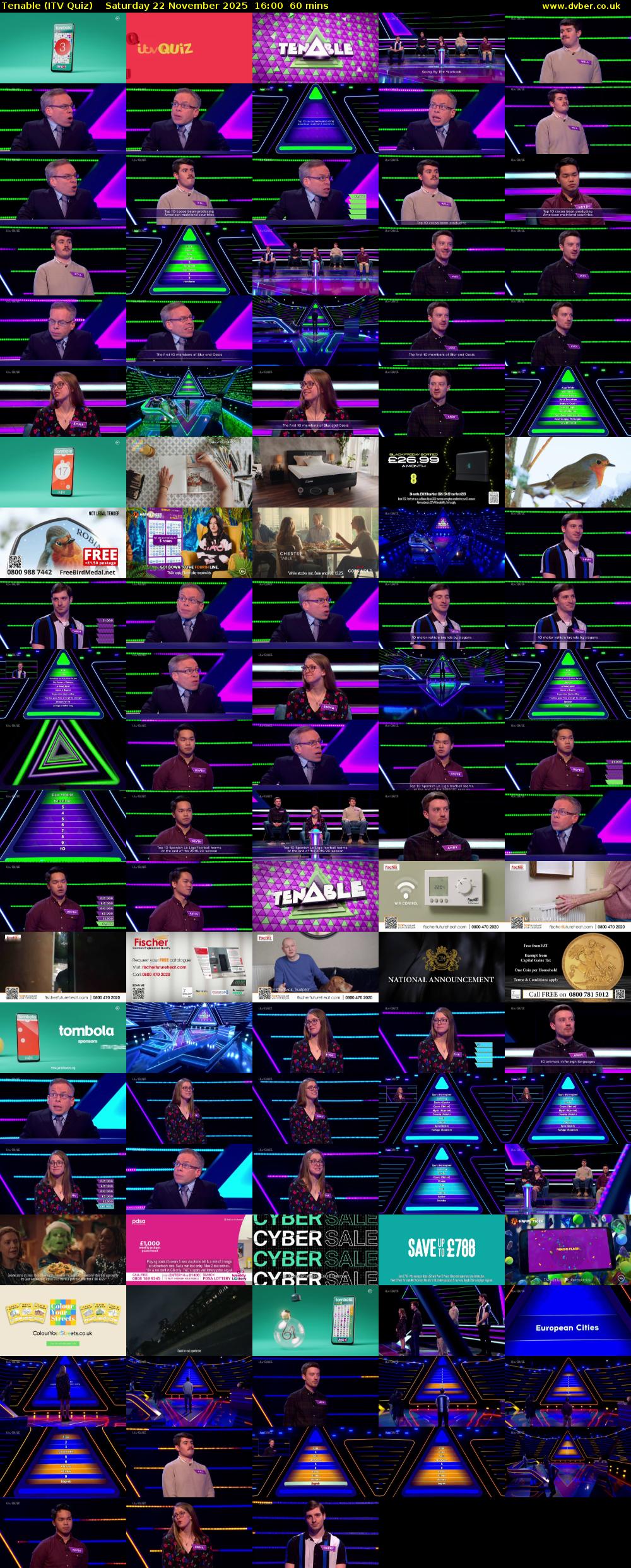 Tenable (ITV Quiz) Saturday 22 November 2025 16:00 - 17:00