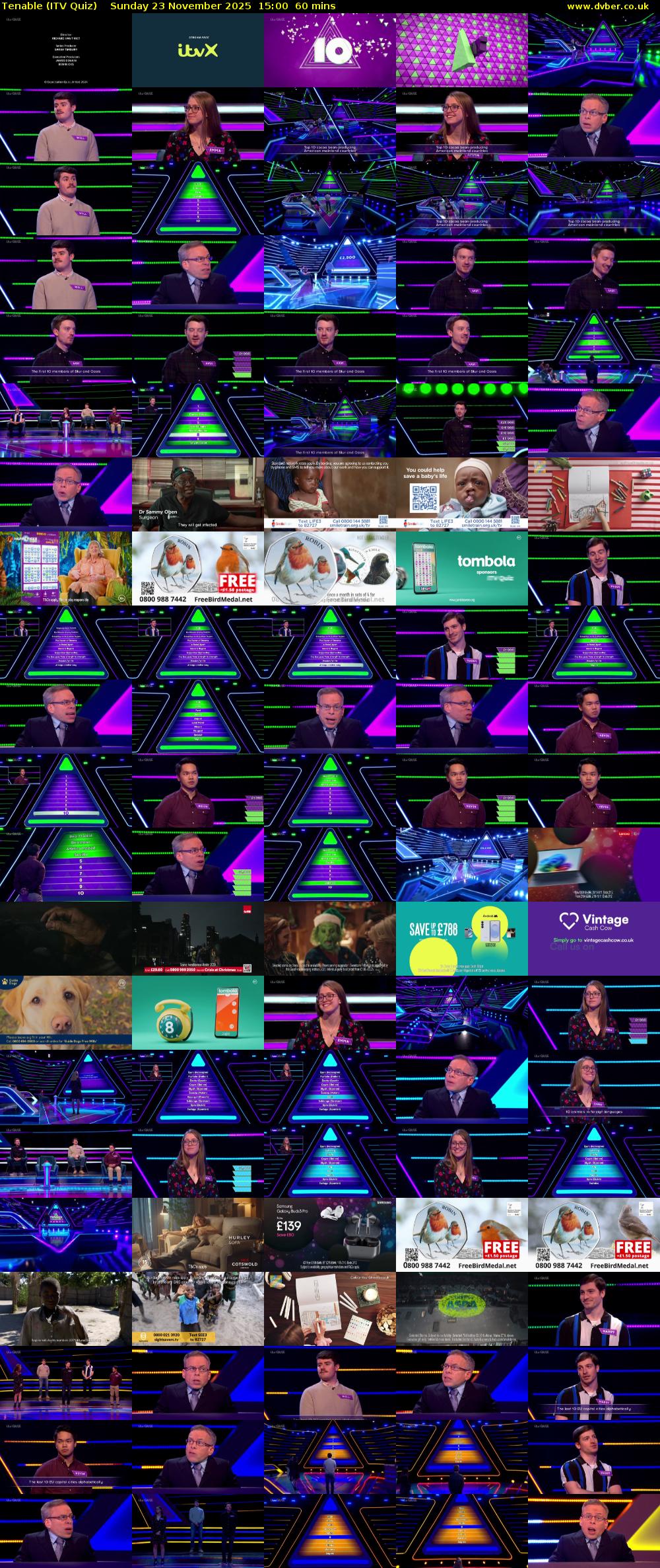 Tenable (ITV Quiz) Sunday 23 November 2025 15:00 - 16:00