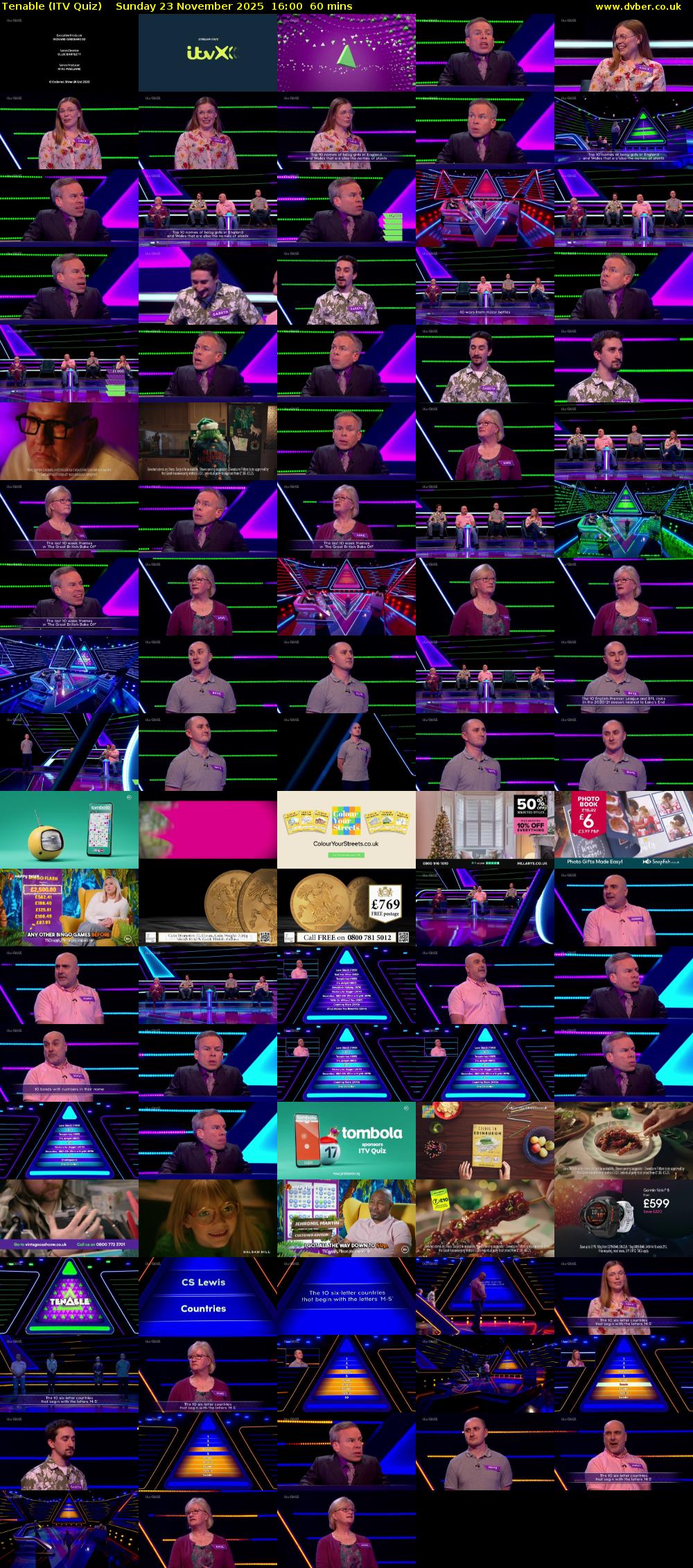 Tenable (ITV Quiz) Sunday 23 November 2025 16:00 - 17:00