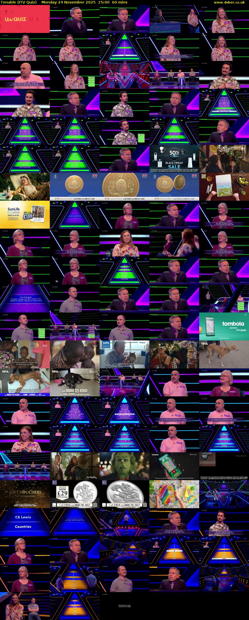 Tenable (ITV Quiz) Monday 24 November 2025 15:00 - 16:00