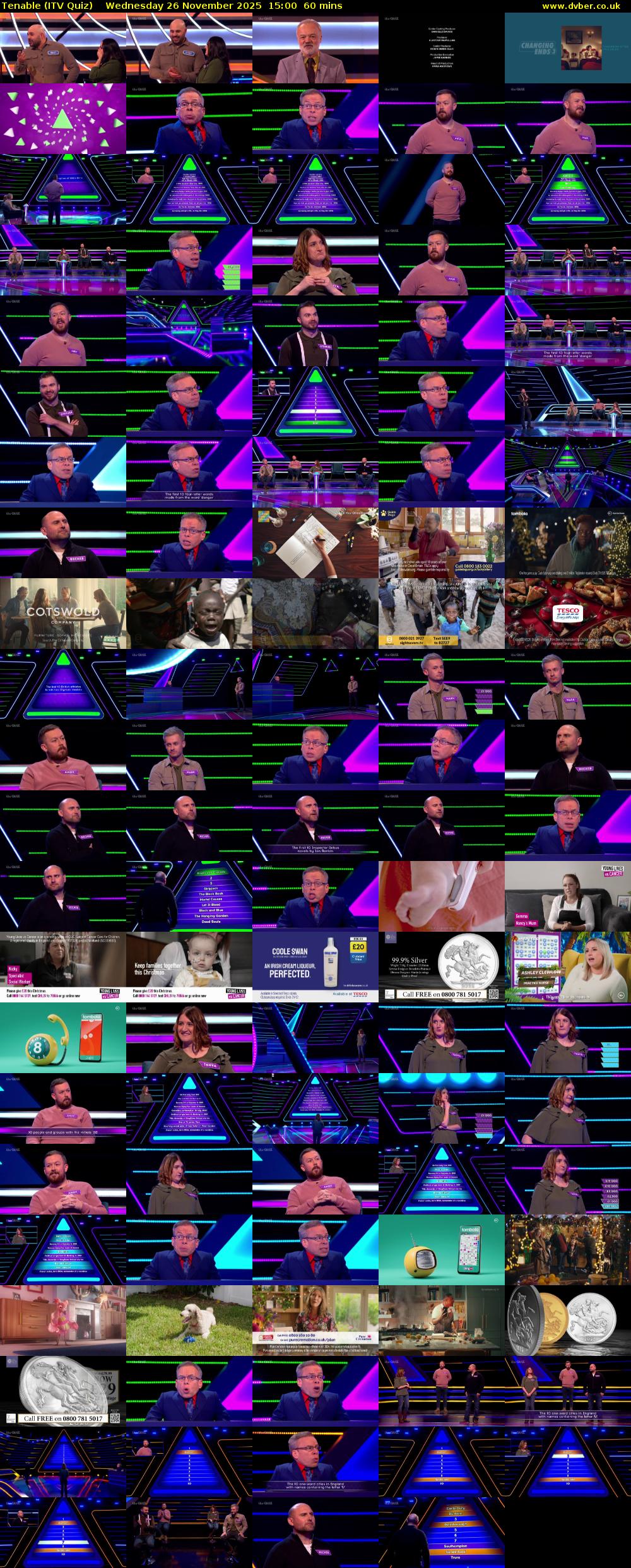 Tenable (ITV Quiz) Wednesday 26 November 2025 15:00 - 16:00