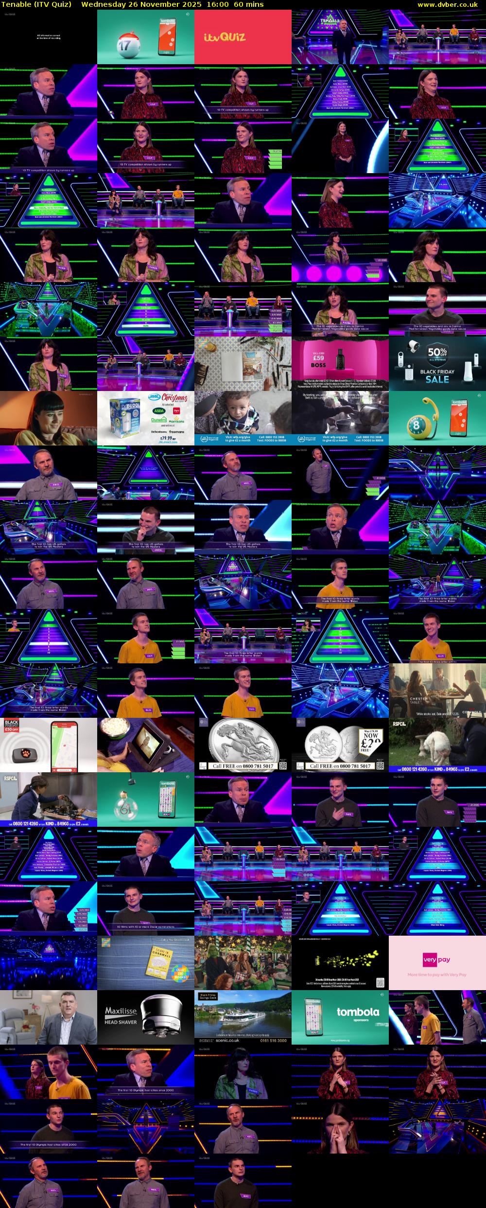 Tenable (ITV Quiz) Wednesday 26 November 2025 16:00 - 17:00