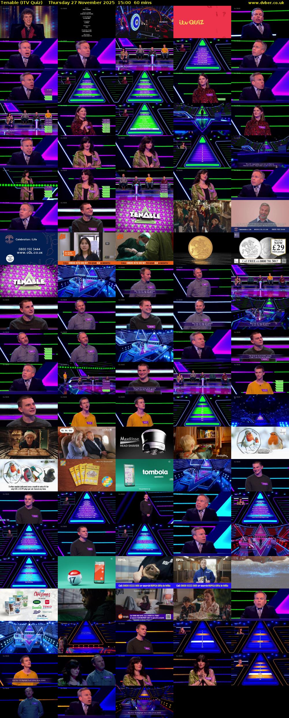 Tenable (ITV Quiz) Thursday 27 November 2025 15:00 - 16:00