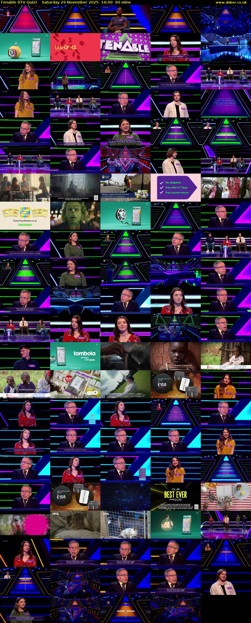 Tenable (ITV Quiz) Saturday 29 November 2025 16:00 - 17:00