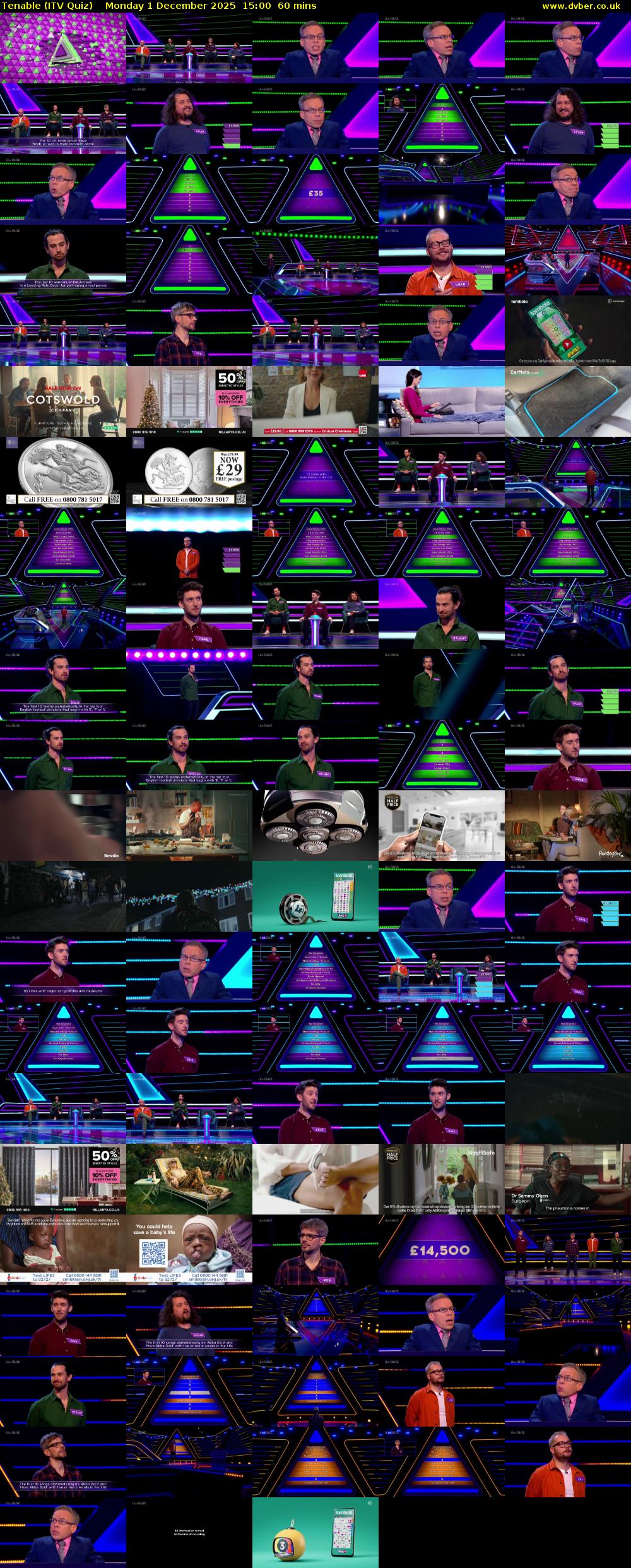 Tenable (ITV Quiz) Monday 1 December 2025 15:00 - 16:00