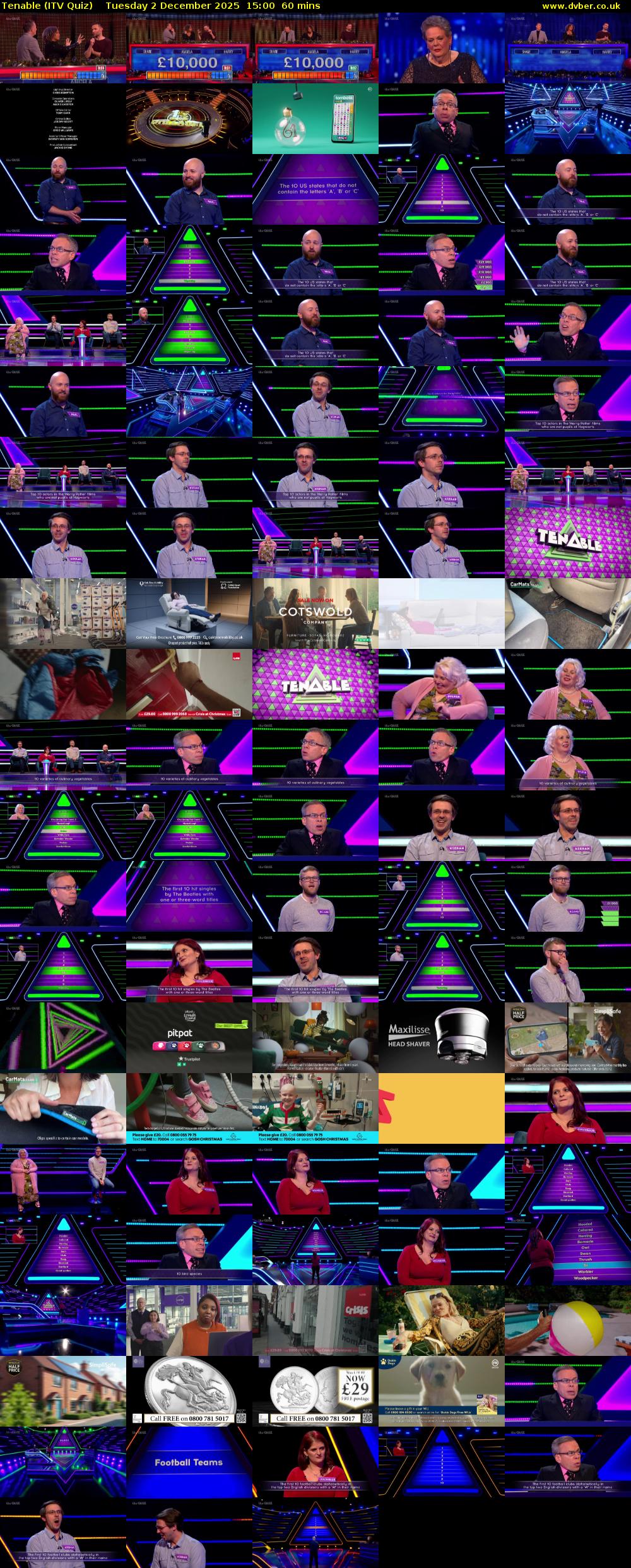 Tenable (ITV Quiz) Tuesday 2 December 2025 15:00 - 16:00