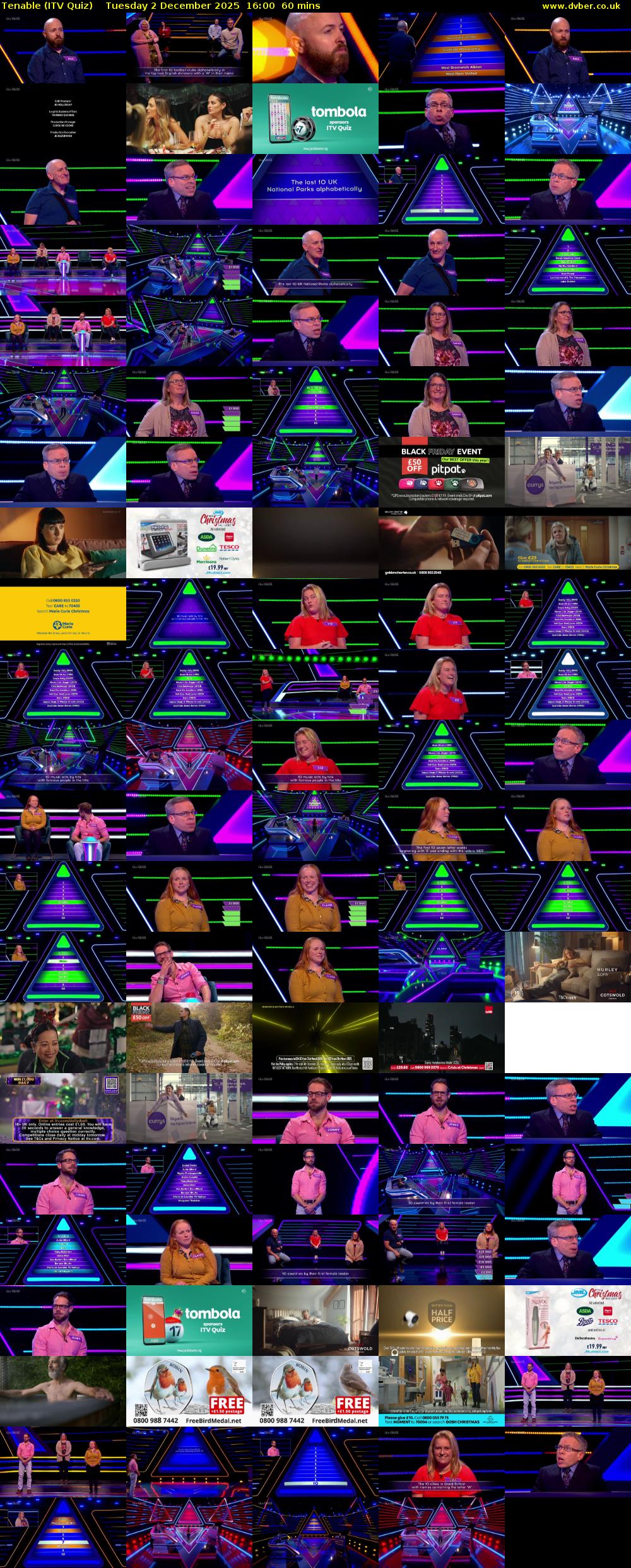 Tenable (ITV Quiz) Tuesday 2 December 2025 16:00 - 17:00