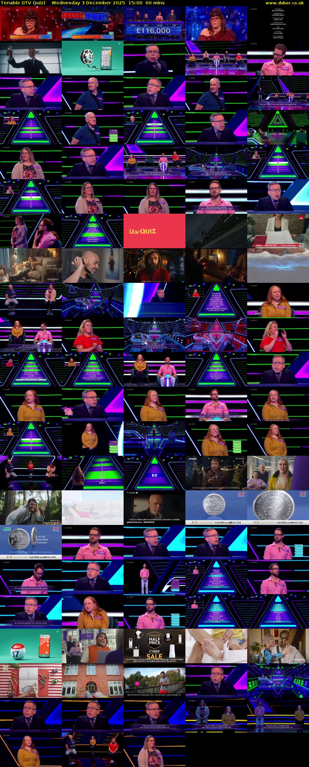 Tenable (ITV Quiz) Wednesday 3 December 2025 15:00 - 16:00