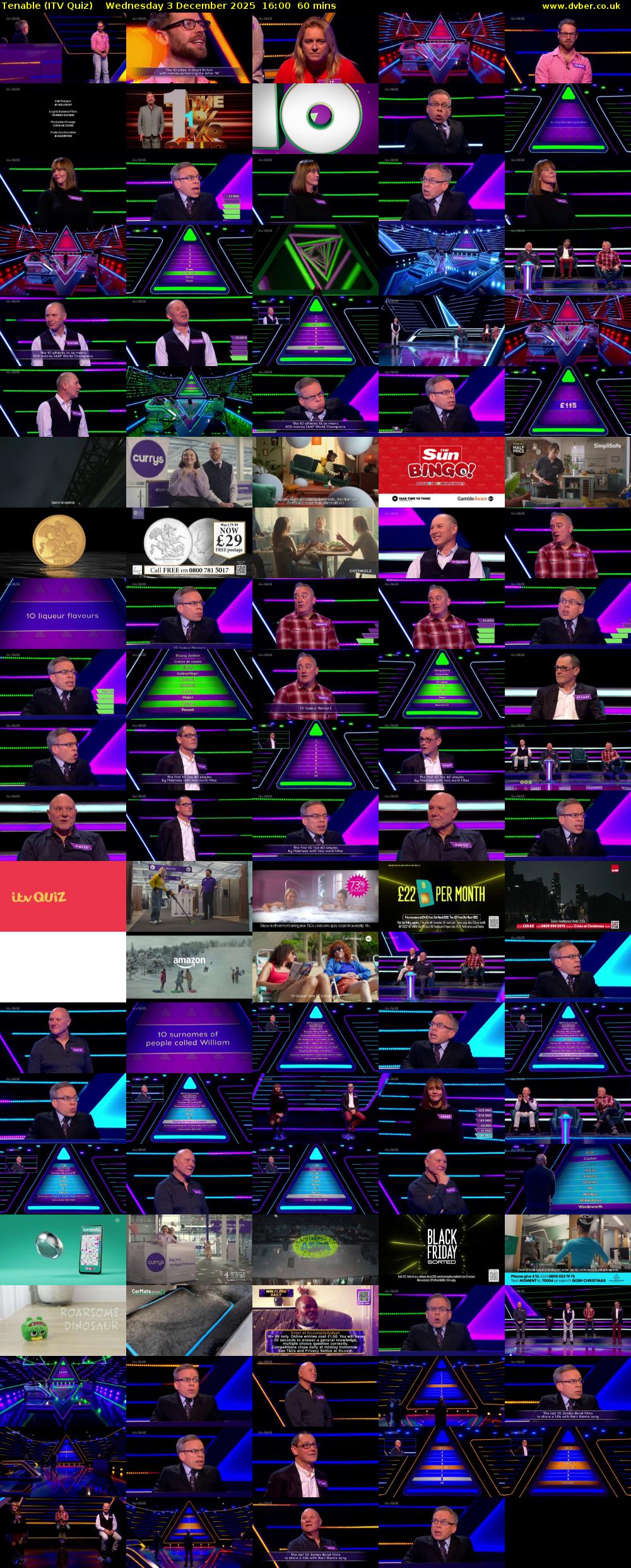 Tenable (ITV Quiz) Wednesday 3 December 2025 16:00 - 17:00