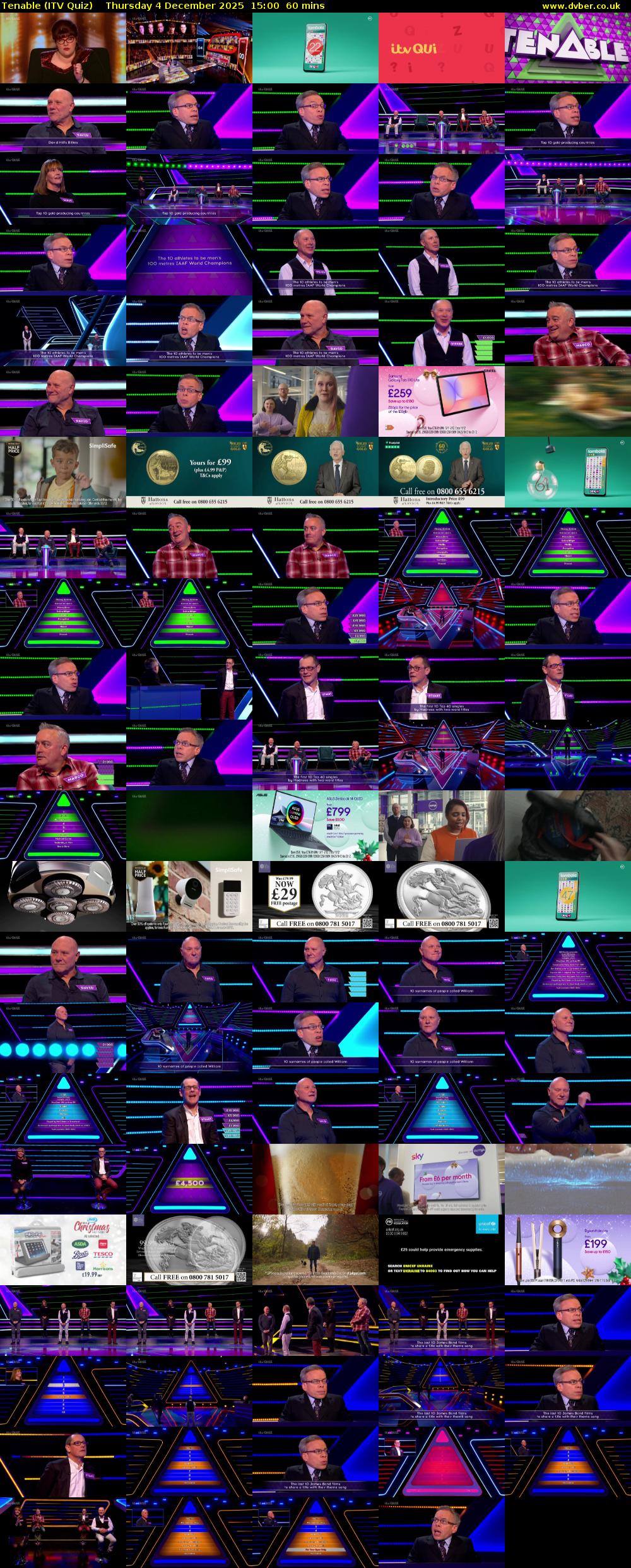 Tenable (ITV Quiz) Thursday 4 December 2025 15:00 - 16:00