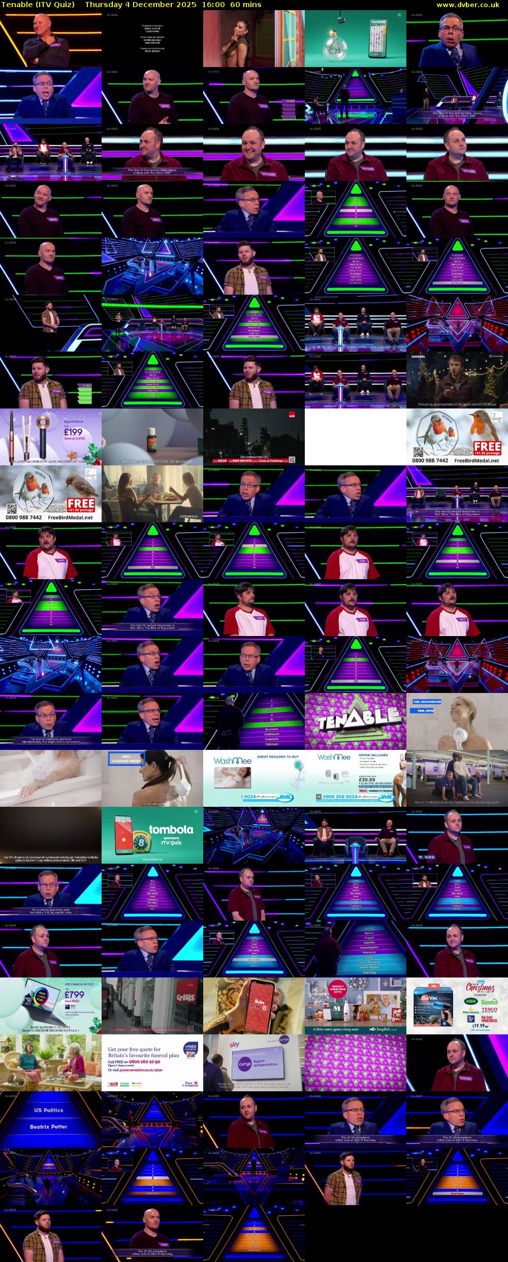 Tenable (ITV Quiz) Thursday 4 December 2025 16:00 - 17:00
