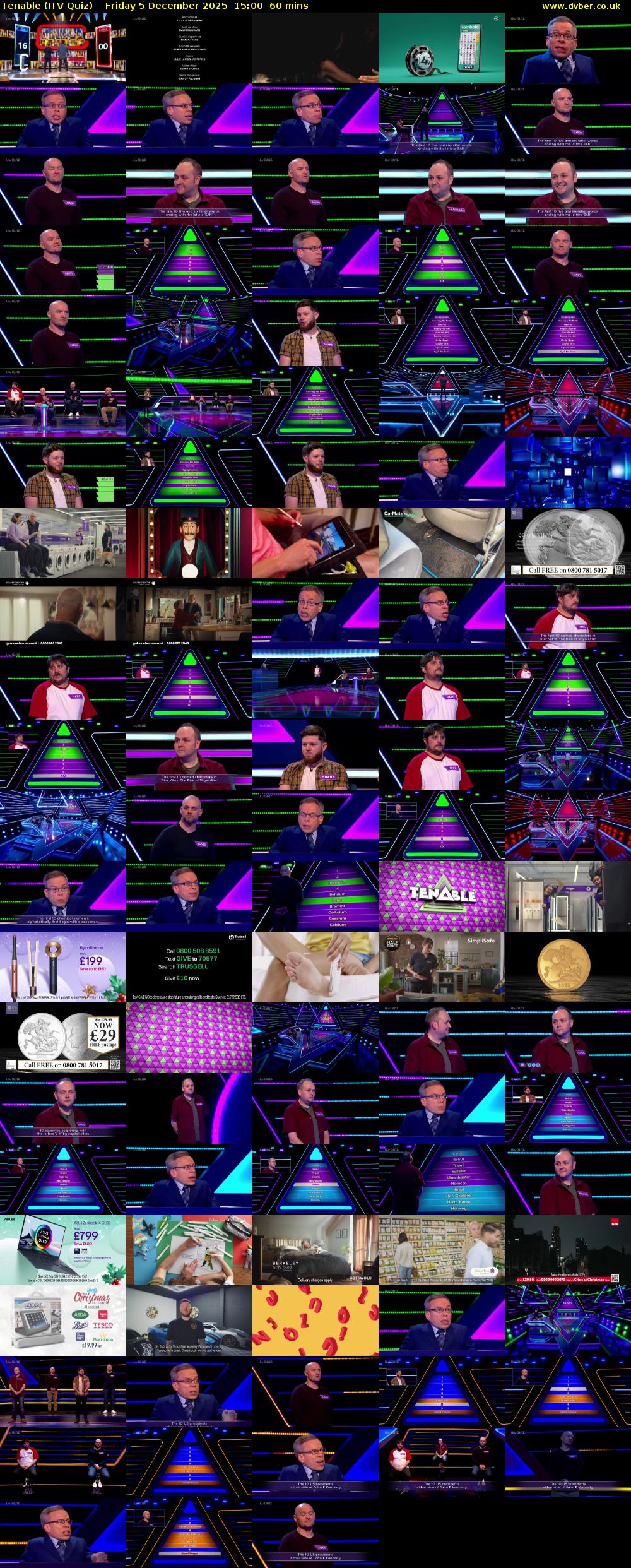 Tenable (ITV Quiz) Friday 5 December 2025 15:00 - 16:00