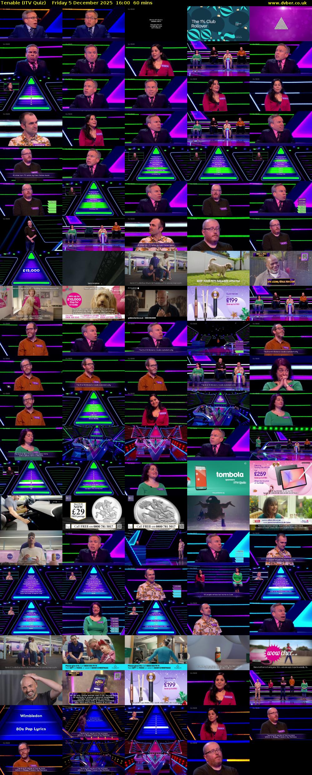 Tenable (ITV Quiz) Friday 5 December 2025 16:00 - 17:00