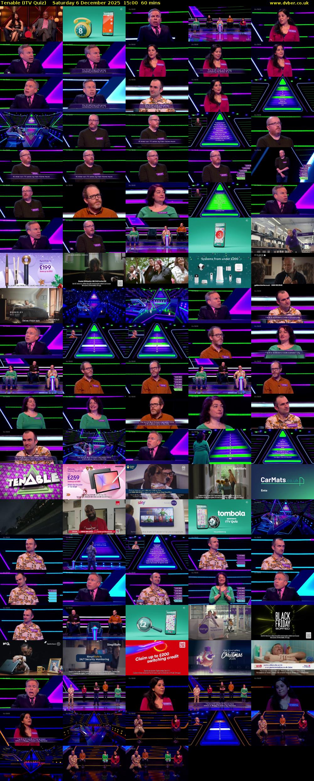 Tenable (ITV Quiz) Saturday 6 December 2025 15:00 - 16:00