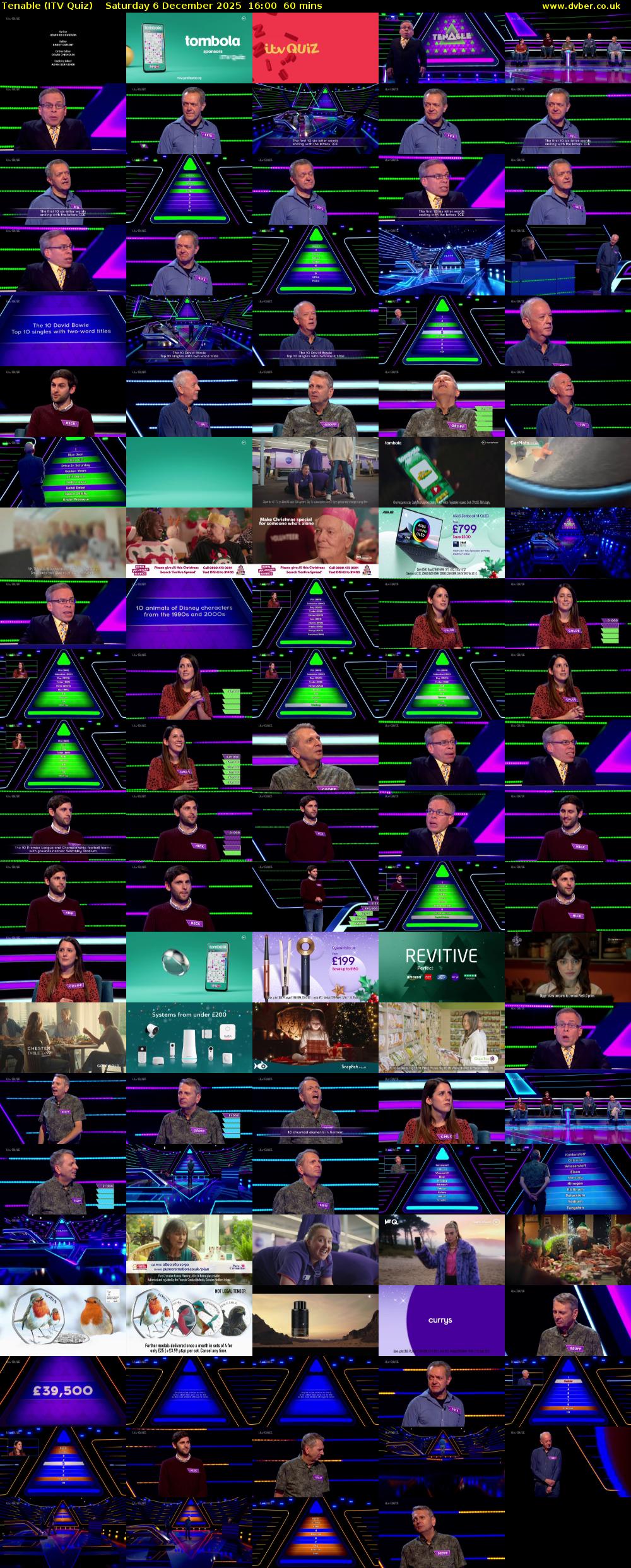 Tenable (ITV Quiz) Saturday 6 December 2025 16:00 - 17:00
