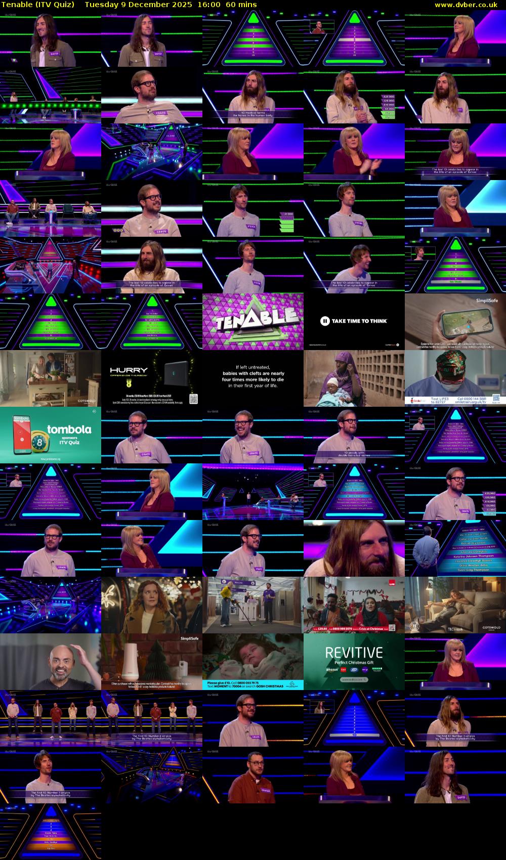 Tenable (ITV Quiz) Tuesday 9 December 2025 16:00 - 17:00