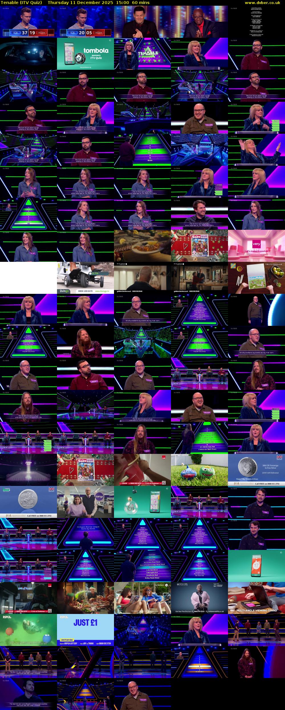 Tenable (ITV Quiz) Thursday 11 December 2025 15:00 - 16:00