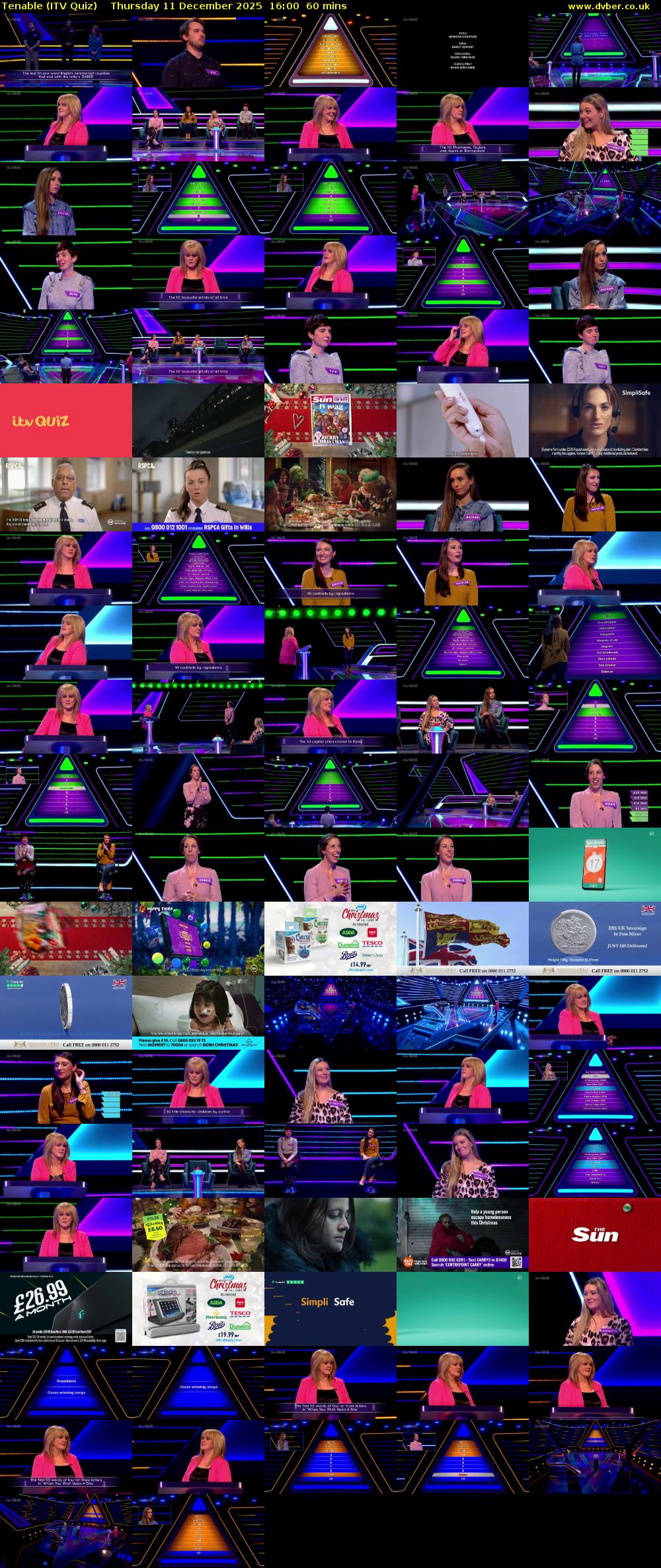 Tenable (ITV Quiz) Thursday 11 December 2025 16:00 - 17:00