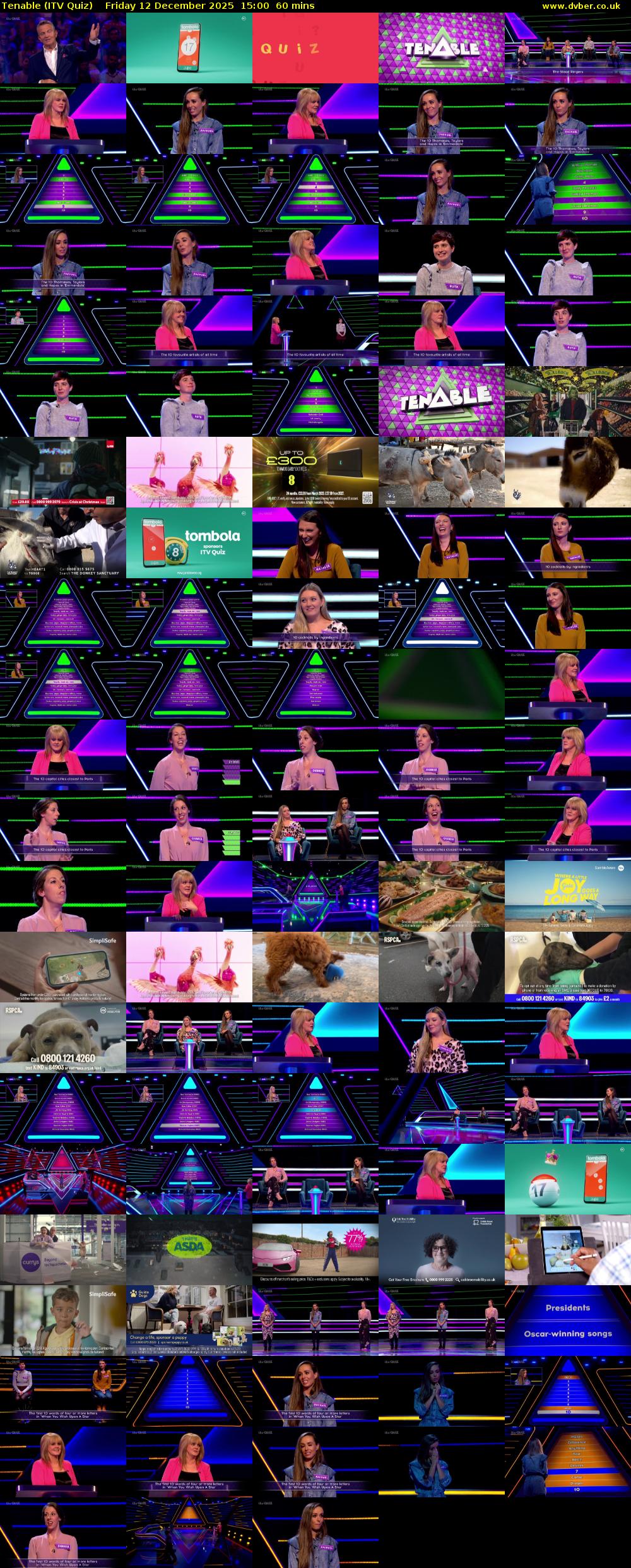Tenable (ITV Quiz) Friday 12 December 2025 15:00 - 16:00