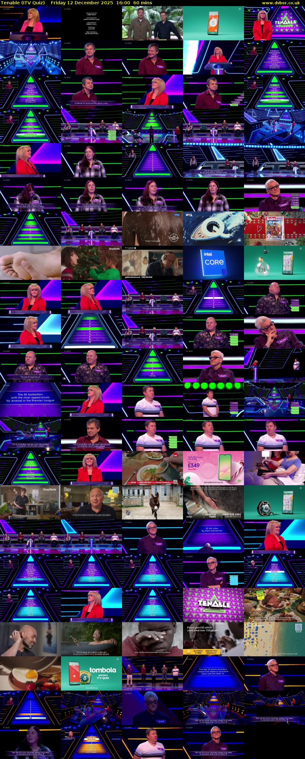 Tenable (ITV Quiz) Friday 12 December 2025 16:00 - 17:00
