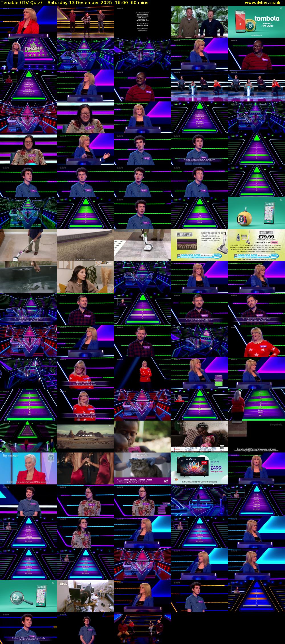 Tenable (ITV Quiz) Saturday 13 December 2025 16:00 - 17:00