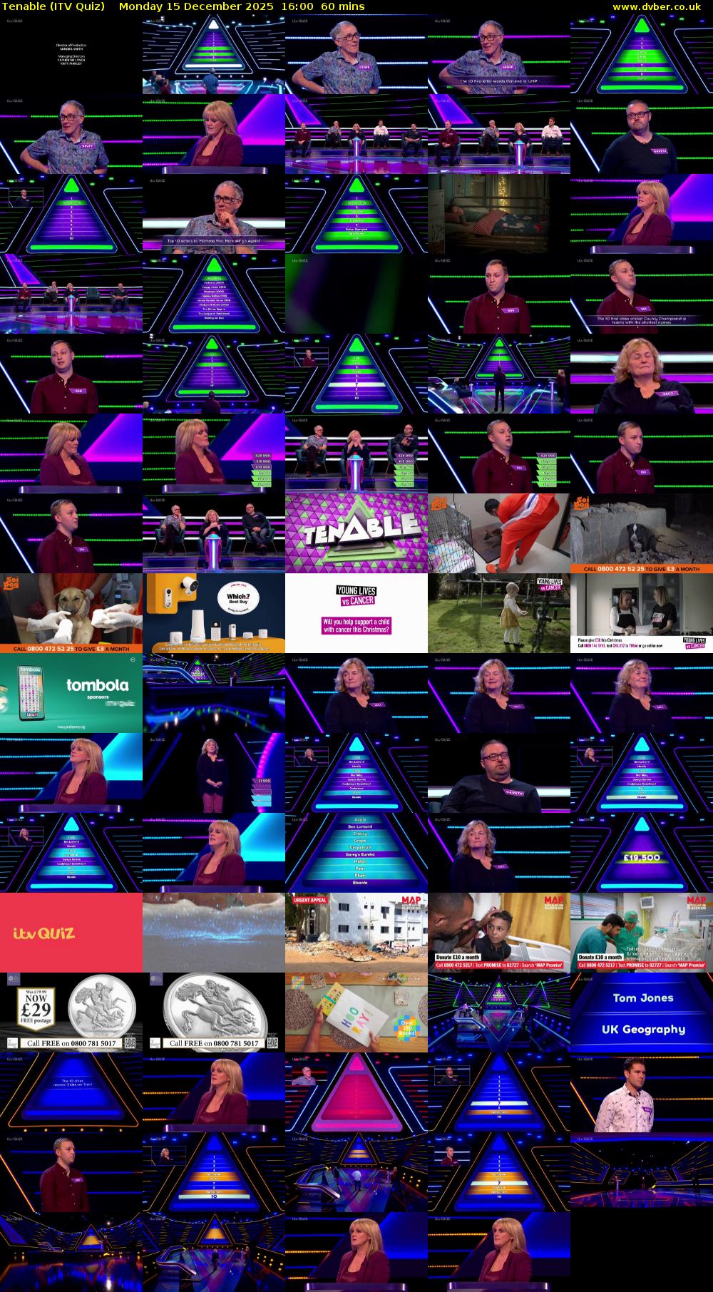 Tenable (ITV Quiz) Monday 15 December 2025 16:00 - 17:00