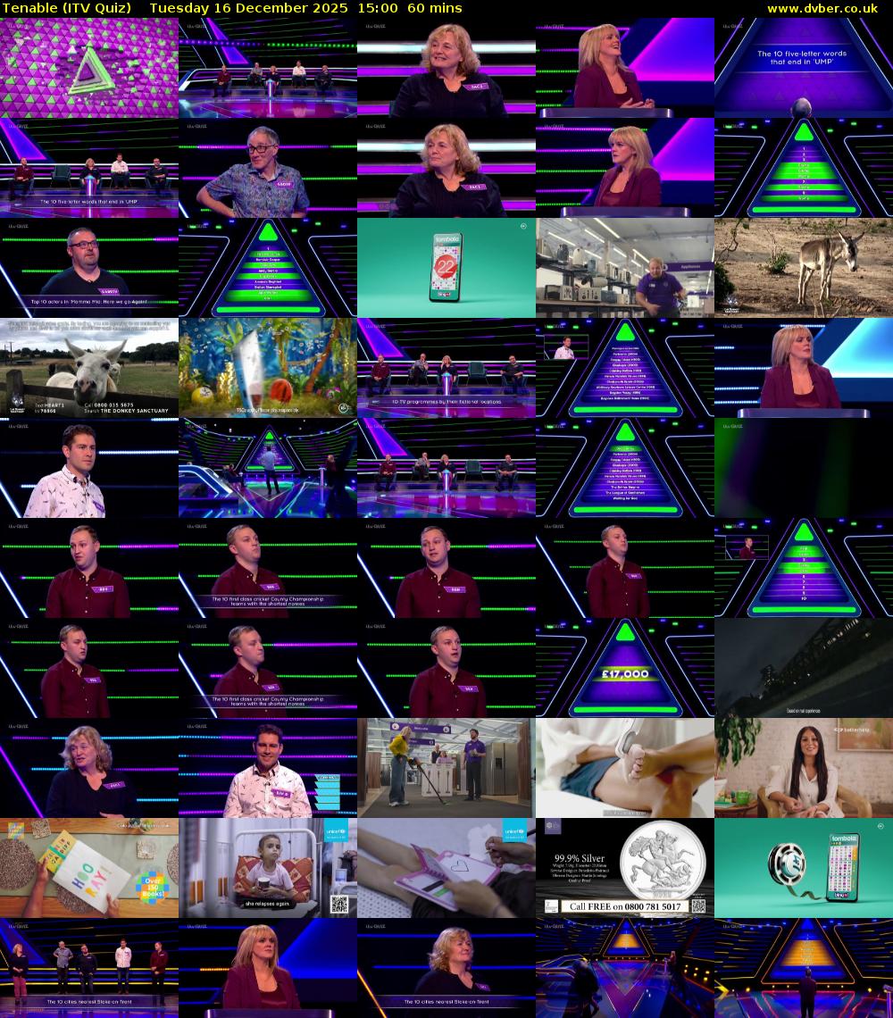 Tenable (ITV Quiz) Tuesday 16 December 2025 15:00 - 16:00