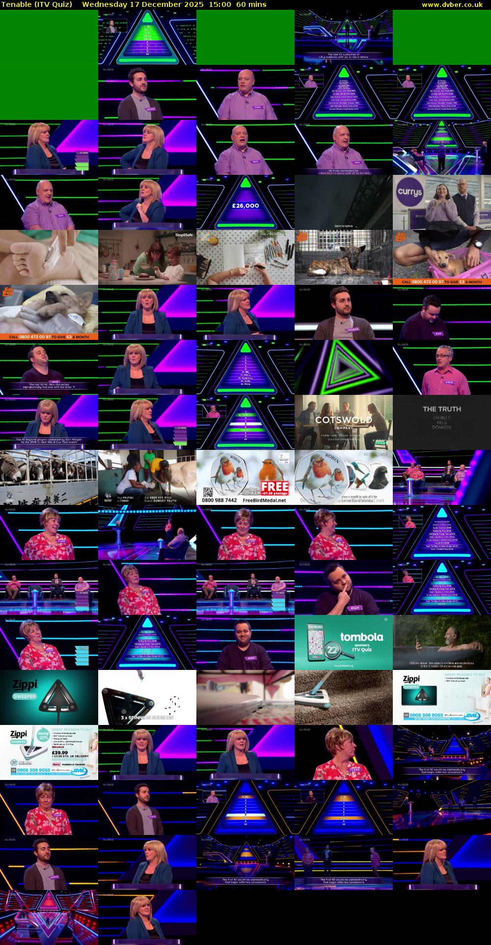 Tenable (ITV Quiz) Wednesday 17 December 2025 15:00 - 16:00