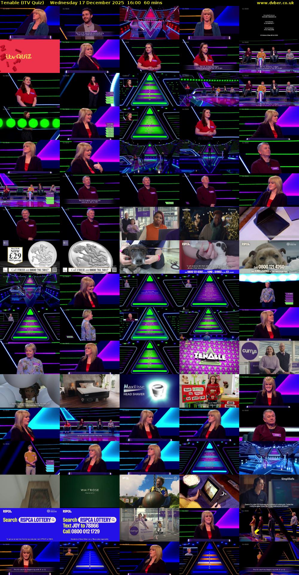 Tenable (ITV Quiz) Wednesday 17 December 2025 16:00 - 17:00