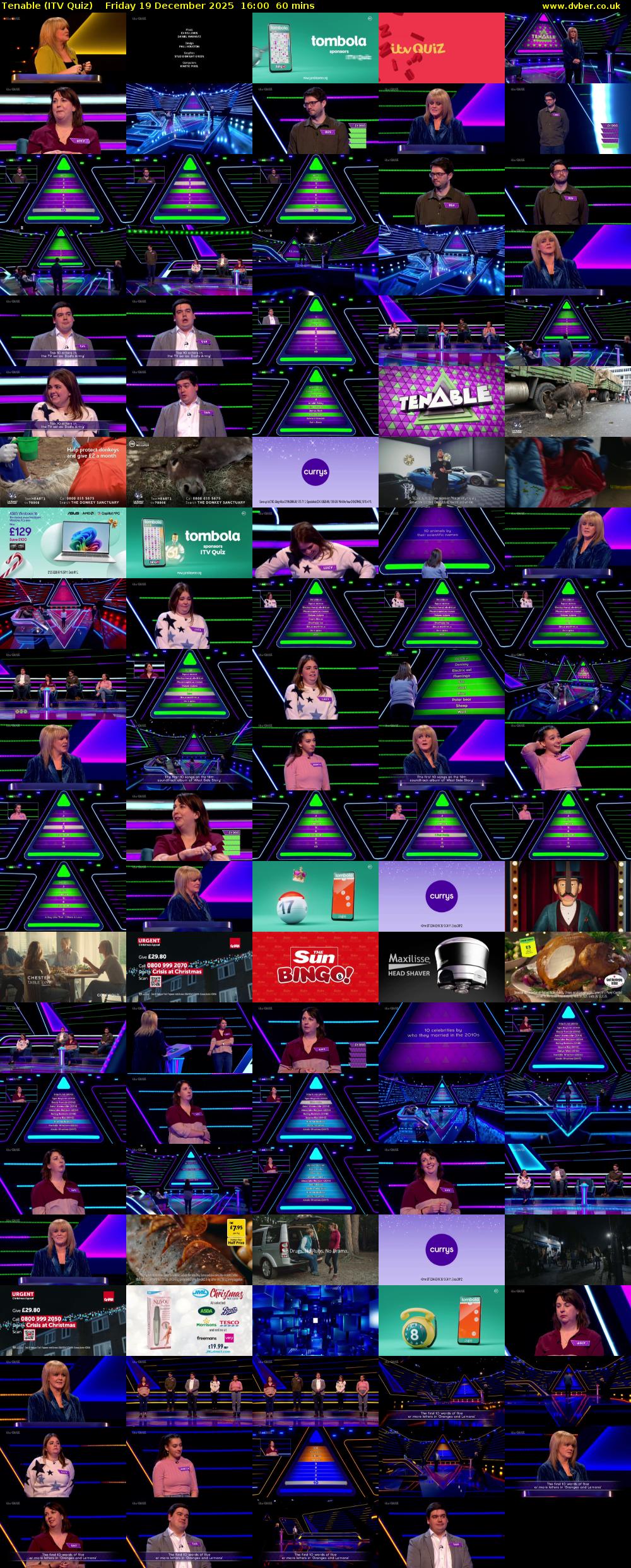 Tenable (ITV Quiz) Friday 19 December 2025 16:00 - 17:00