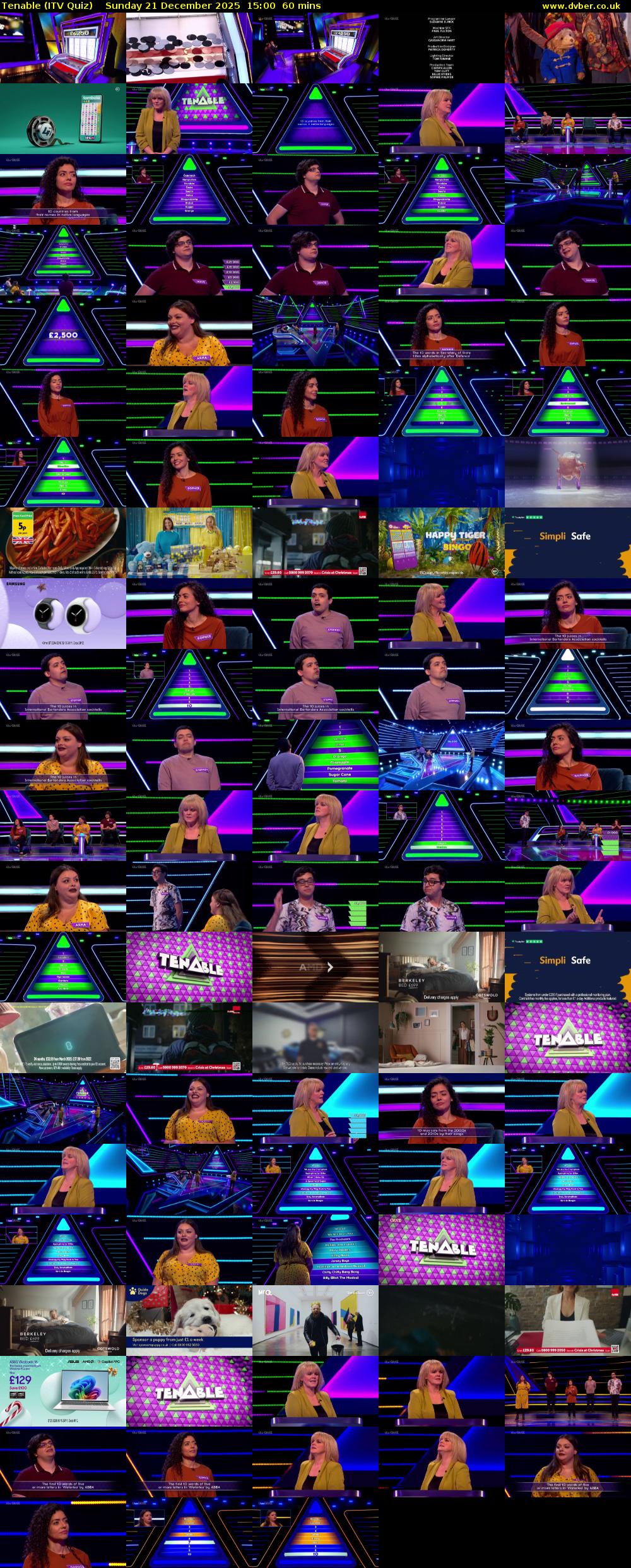 Tenable (ITV Quiz) Sunday 21 December 2025 15:00 - 16:00