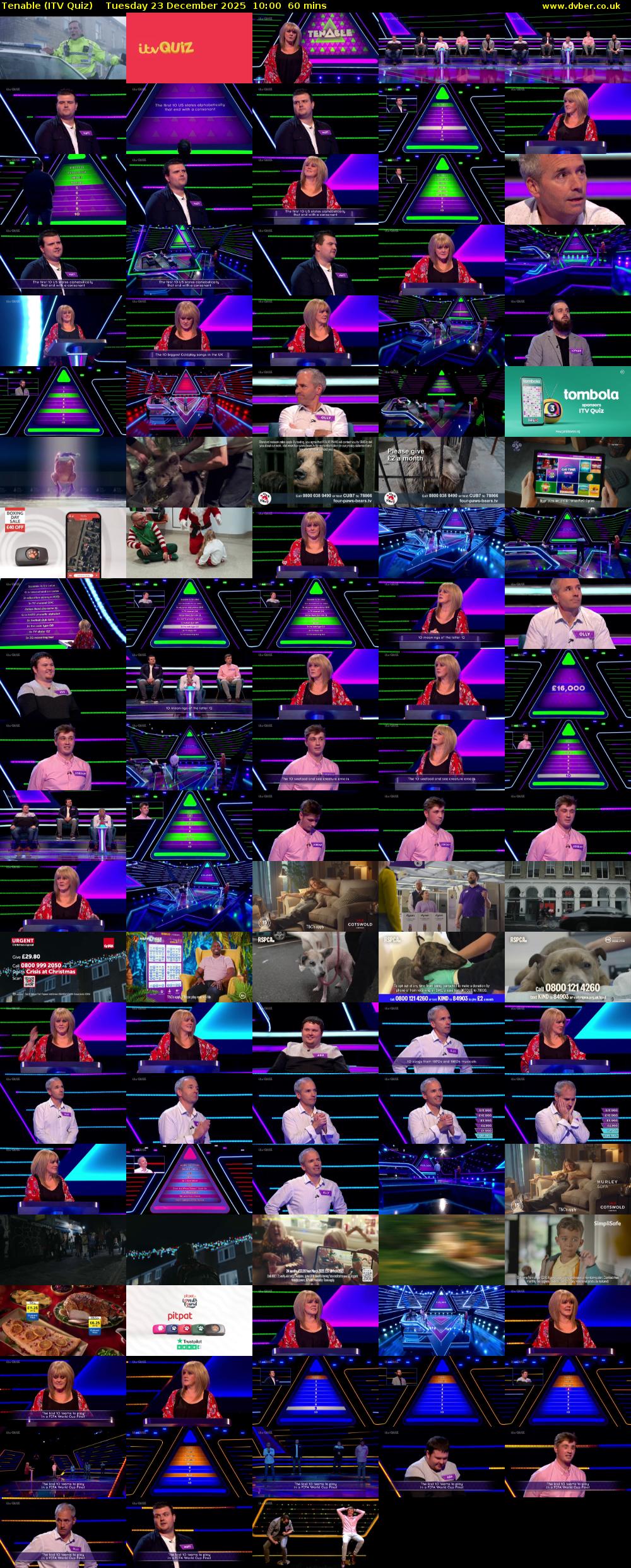 Tenable (ITV Quiz) Tuesday 23 December 2025 10:00 - 11:00