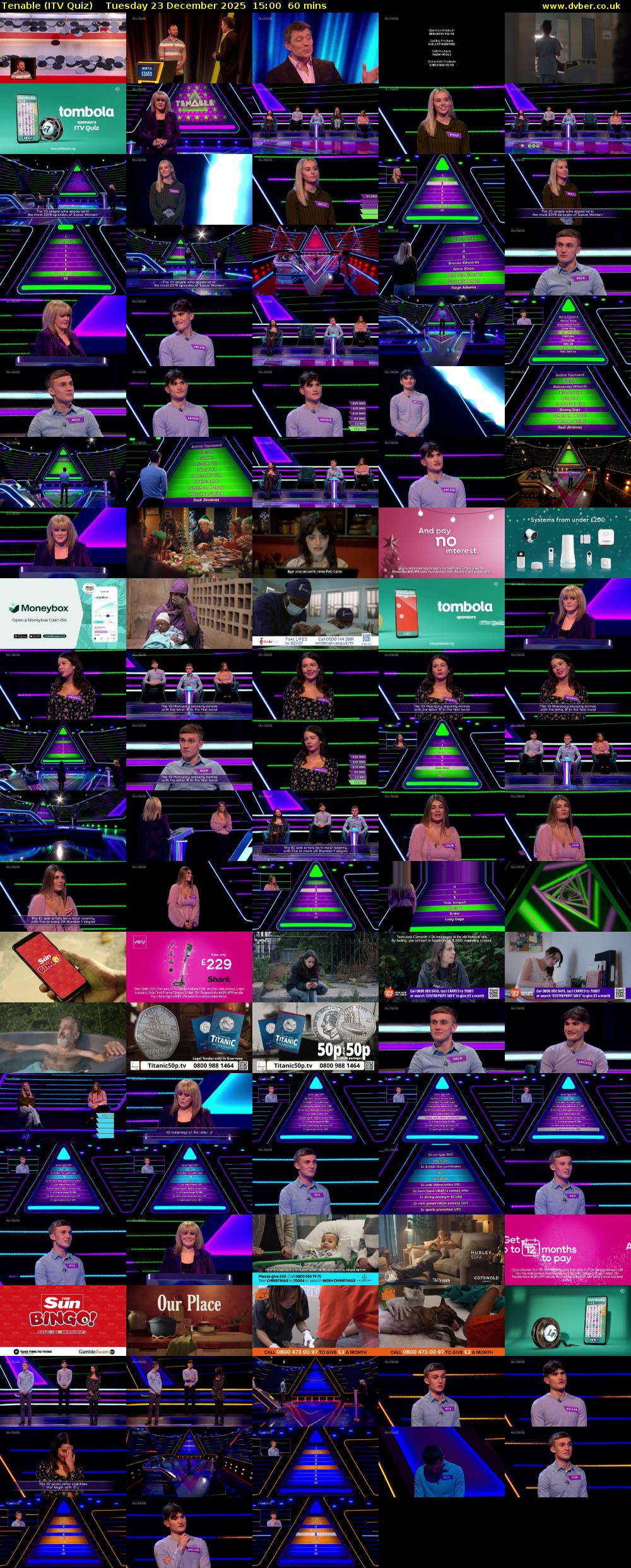 Tenable (ITV Quiz) Tuesday 23 December 2025 15:00 - 16:00