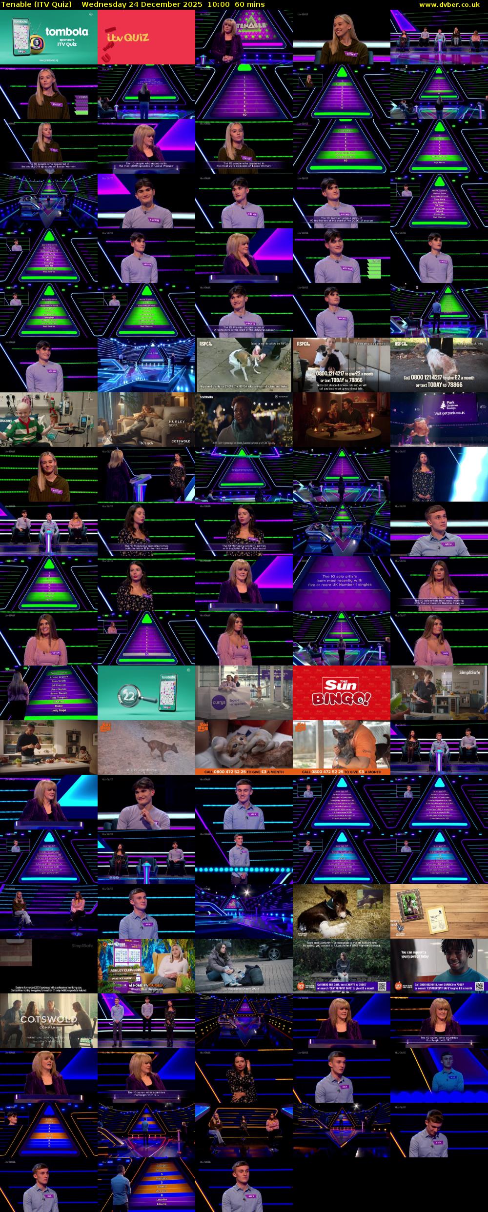 Tenable (ITV Quiz) Wednesday 24 December 2025 10:00 - 11:00