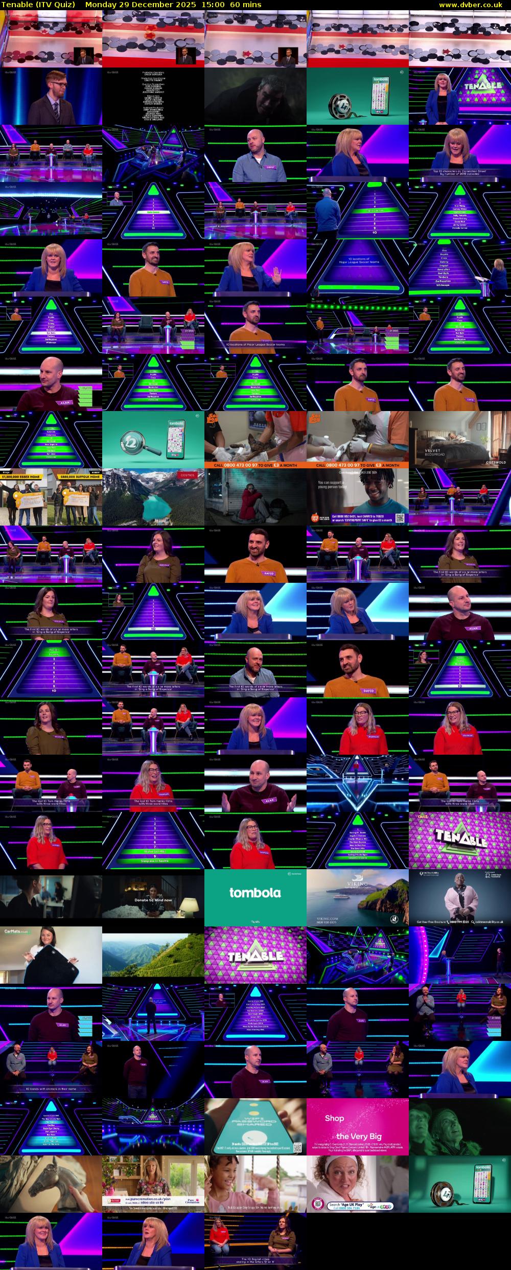 Tenable (ITV Quiz) Monday 29 December 2025 15:00 - 16:00