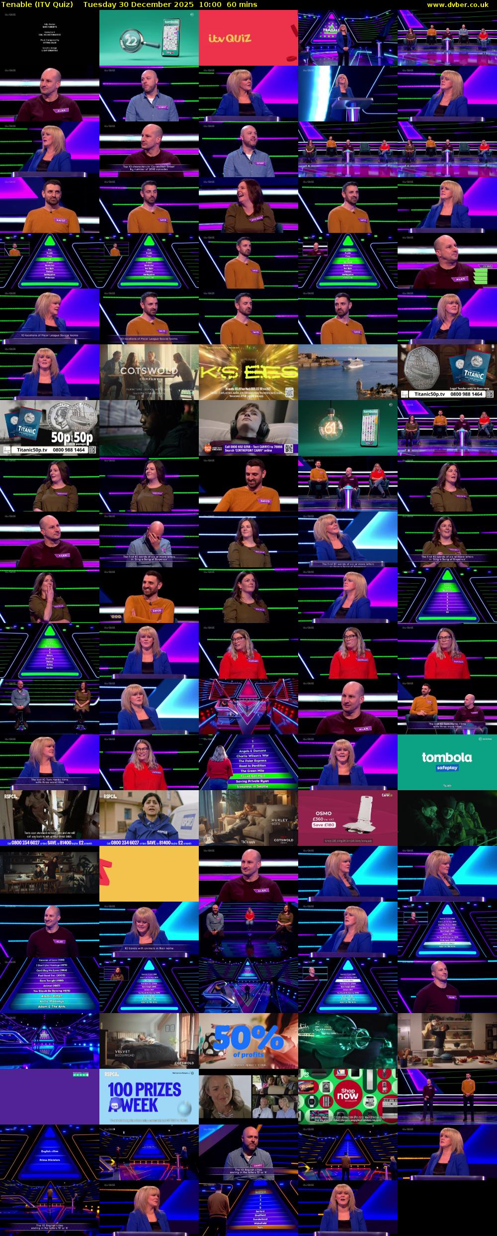 Tenable (ITV Quiz) Tuesday 30 December 2025 10:00 - 11:00