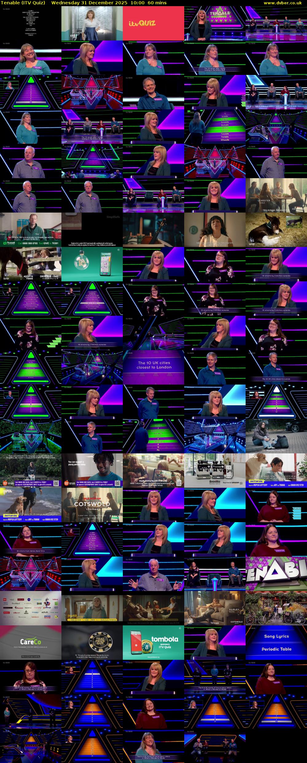 Tenable (ITV Quiz) Wednesday 31 December 2025 10:00 - 11:00