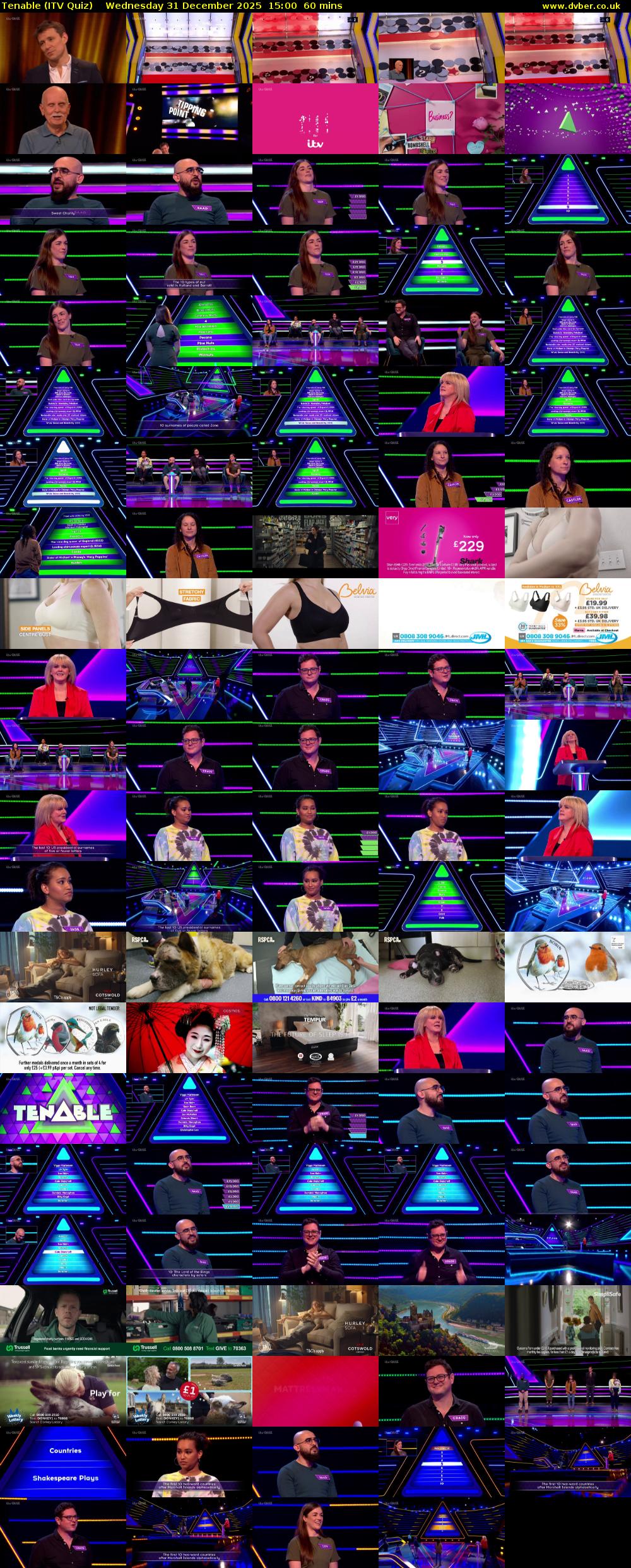 Tenable (ITV Quiz) Wednesday 31 December 2025 15:00 - 16:00