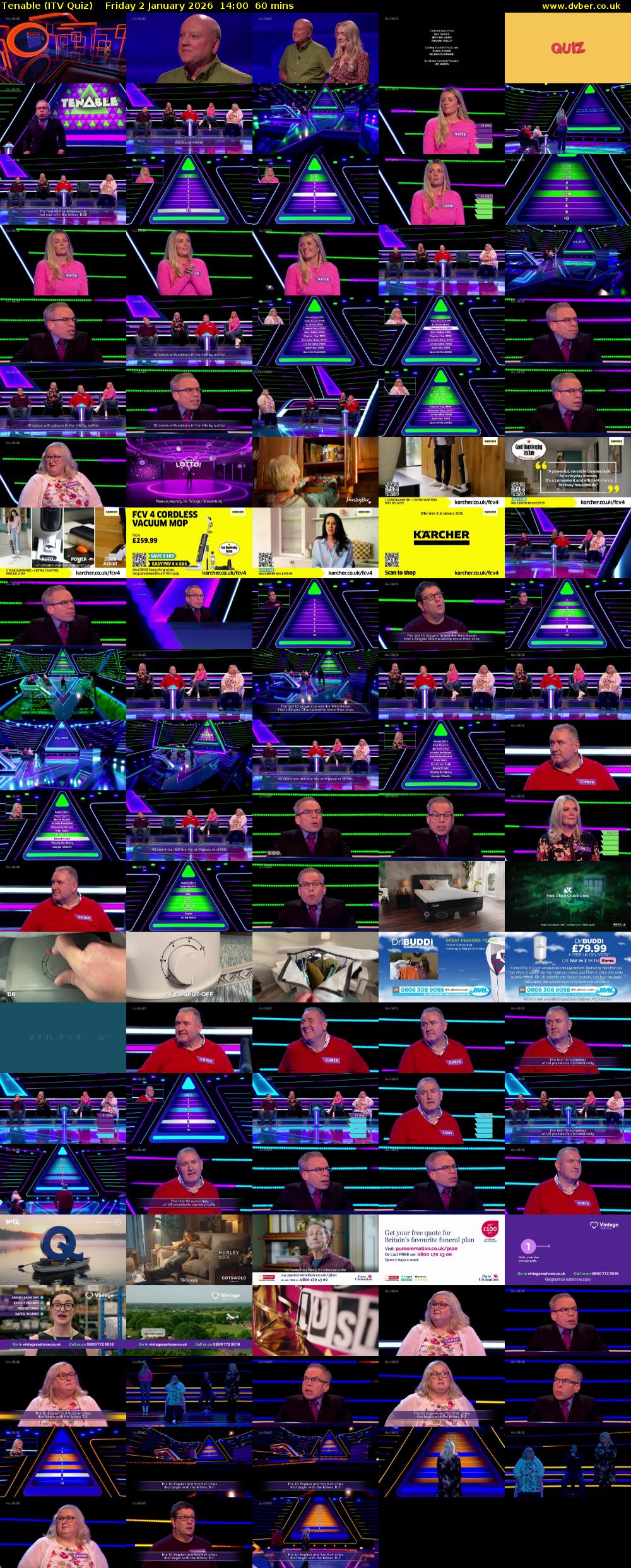 Tenable (ITV Quiz) Friday 2 January 2026 14:00 - 15:00