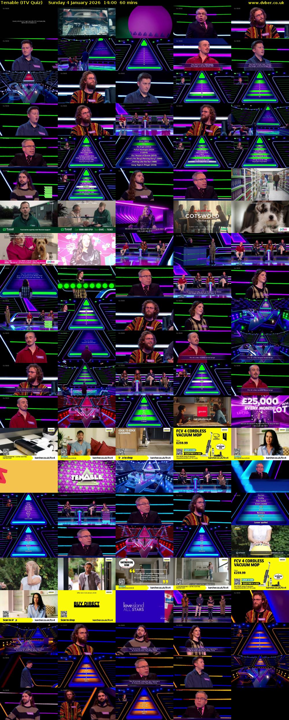 Tenable (ITV Quiz) Sunday 4 January 2026 14:00 - 15:00